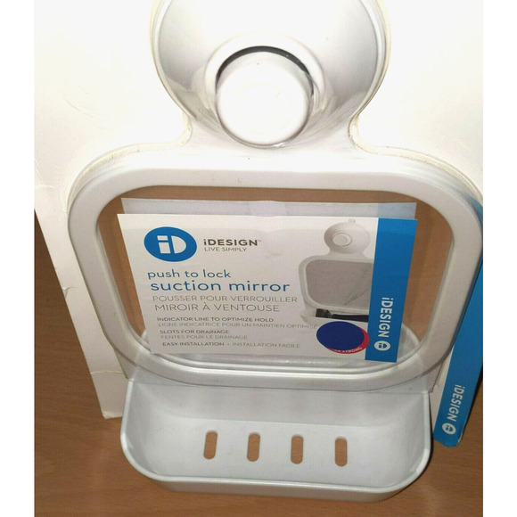 Cade Push Lock Suction Mirror White - iDESIGN 4.5"x4" Mirror - Picture 4 of 4